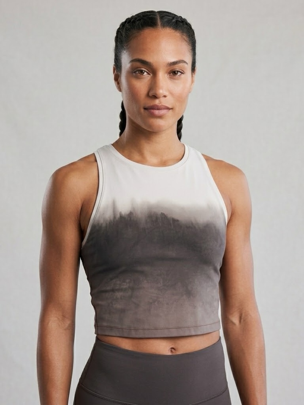Athleta Conscious Crop Top Size S Small Ombre Dip Dye High Neck Tank Espresso
